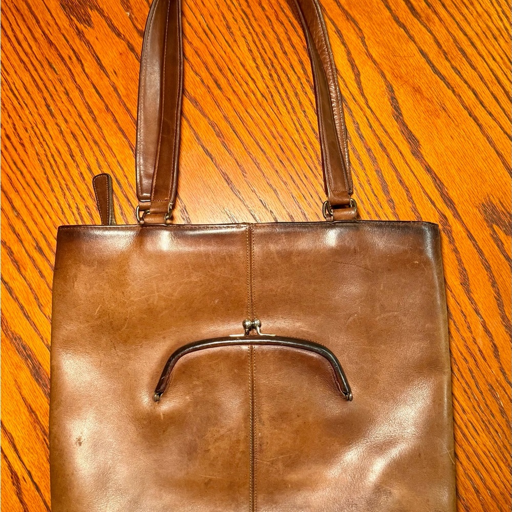 RARE Authentic Ombré Tan Vintage Coach Skinny Tote Kiss Lock Bonnie Cashin